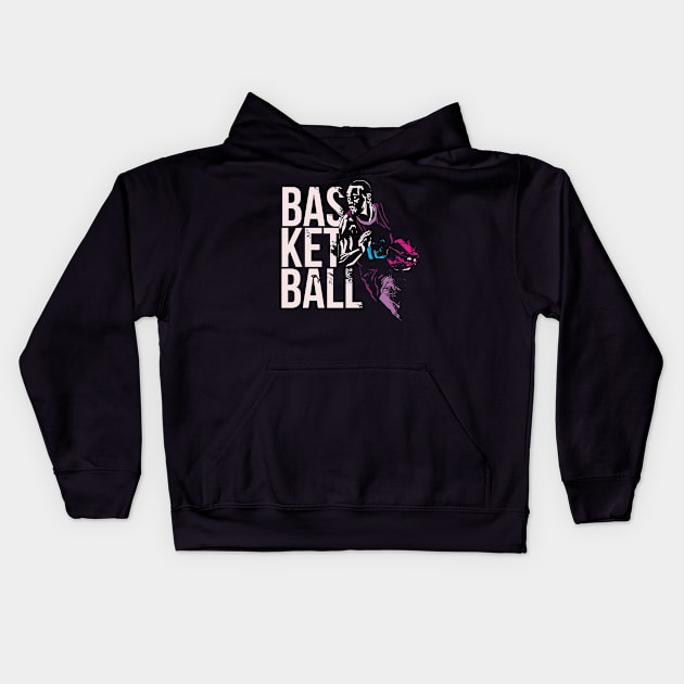 Funny Basketball Fan Gift, Basketball Lover Kids Hoodie by hugandmug